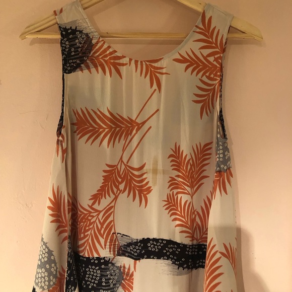 ASOS Jumpsuit Palm Leaf Print Sleeveless Knot Tie Loose Viscose Pyjama Kimono - Picture 7 of 7